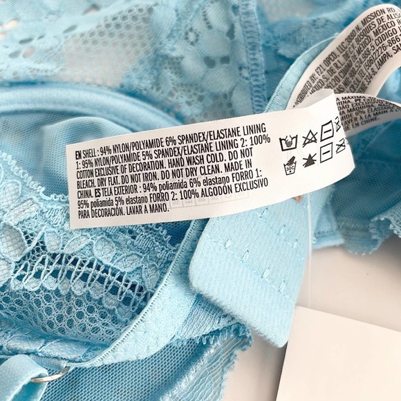 NEW Forever 21 Sky Blue Sheer Lace Lingerie Bodysuit Thong - Picture 7 of 9